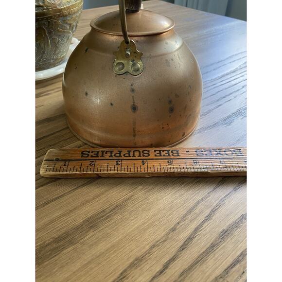 Vintage 1801 Revere Ware Copper Brass Tea Pot Kettle Vintage Copper Pot Rome NY - Picture 8 of 8